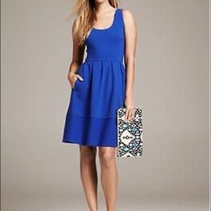 banana republic royal blue fit + flare dress